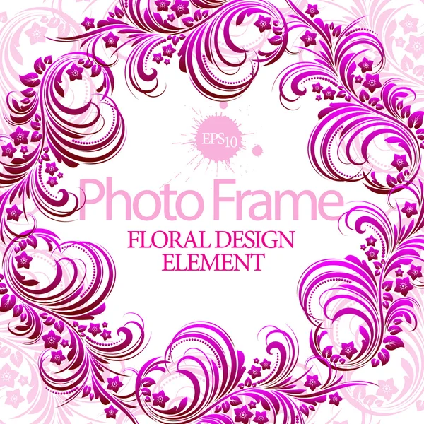 Floral photo frame on an abstract background — Stok Vektör