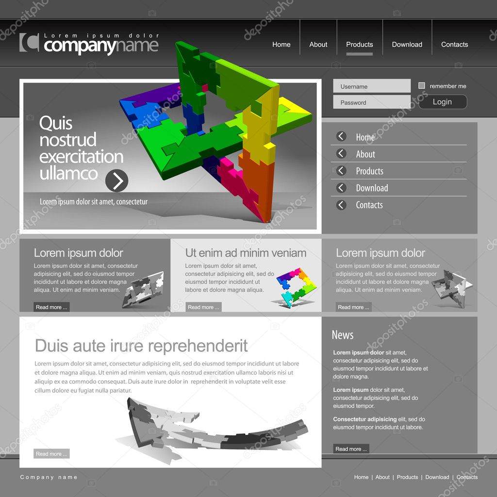 Gray Website Template 960 Grid.