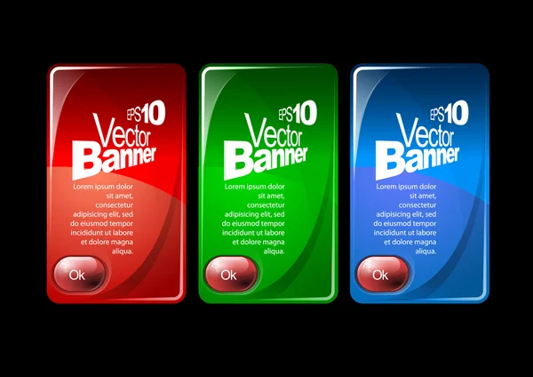 Vector Banner Set. Blue, Red and Green — Stock Vector