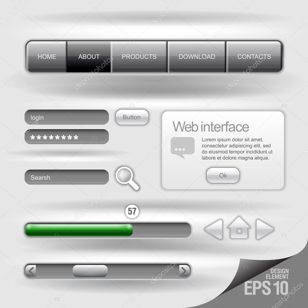 Web UI Elements Design Gray