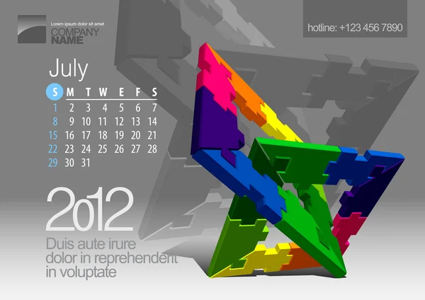 2012 ημερολόγιο. εικονογράφηση φορέας με παζλ στοιχείο του διανύσματος — Διανυσματικό Αρχείο