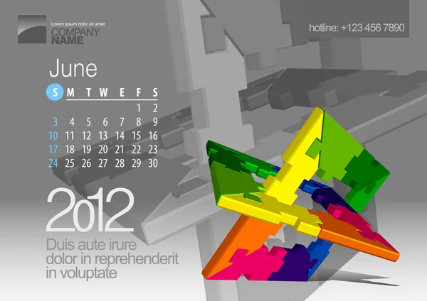 2012 年日历。与谜题向量元素矢量图 — 图库矢量图片