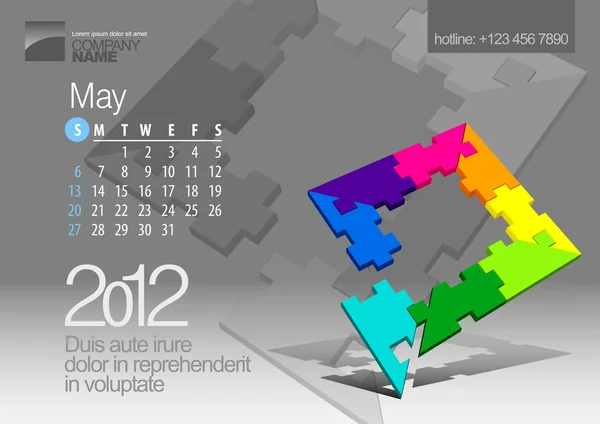Calendario 2012. Illustrazione vettoriale con elemento vettoriale Puzzle — Vettoriale Stock
