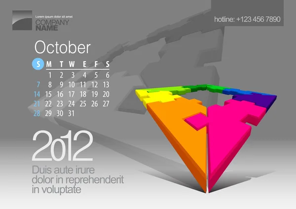 2012 kalender. vektor illustration med pussel vector-element — Stock vektor