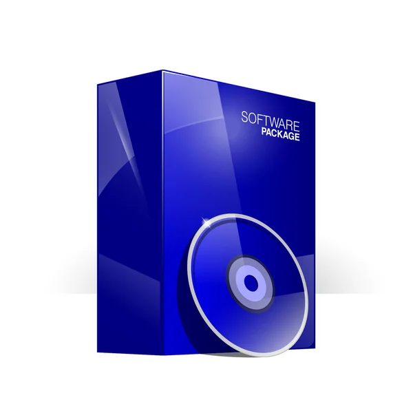 Dvd または cd ディスクと青色のボックス — ストックベクタ