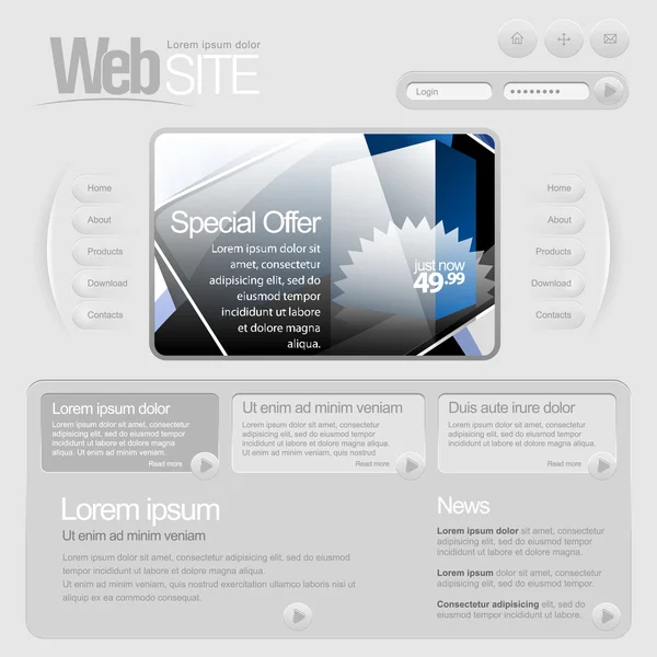 Grade cinzenta do modelo 960 do Web site . — Vetor de Stock