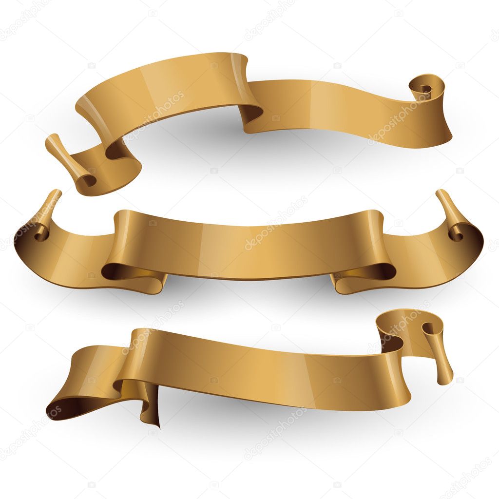 Set of gold vector ribbons