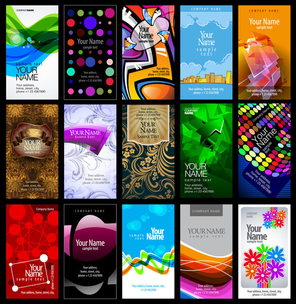Variety of 15 vertical business cards
