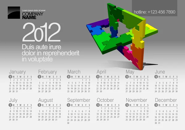 Календарь 2012 года. Векторная иллюстрация с векторным элементом Puzzle — стоковый вектор