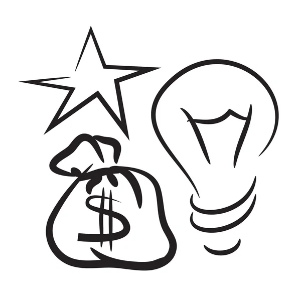 stock vector Star, a light bulb and a bag of money.