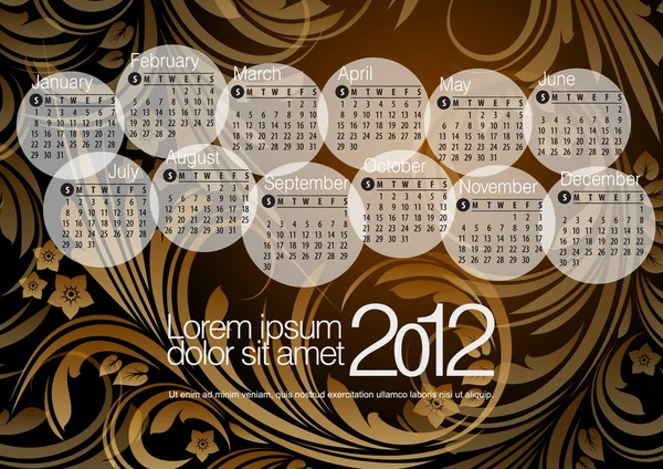 2012 kalender. vektor illustration — Stock vektor