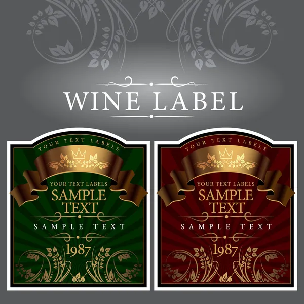 Etiqueta de vino con una cinta de oro — Vector de stock