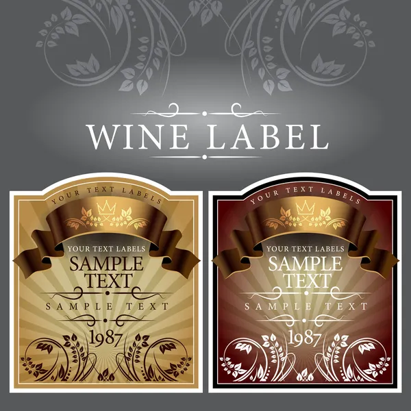 Vin etikett med ett guld band — Stock vektor
