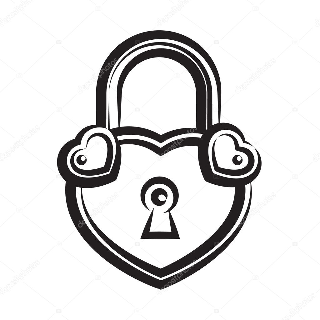 Lock icon in heart-shaped. closed lock