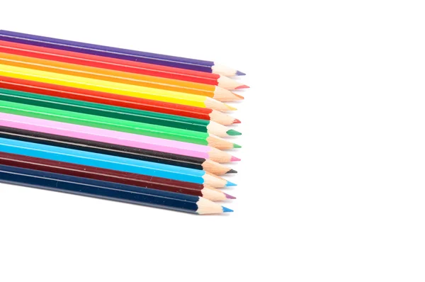 Färg pennor i svart hållare — Stockfoto