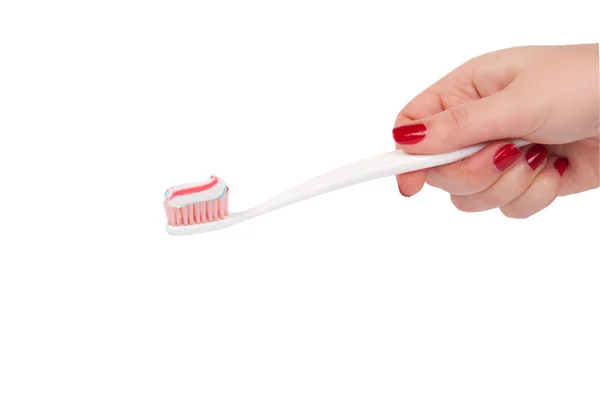 Uma escova de dentes com pasta de dentes — Fotografia de Stock