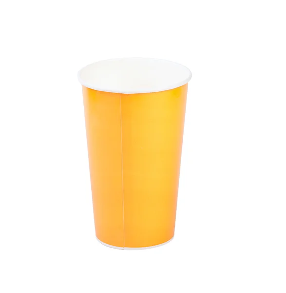 Yellow paper cup isolatad on white — Stock Photo, Image