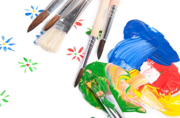 stock image Set of the brushes with colorful paint