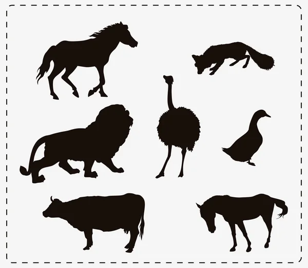Set of seven animals — Stock Vector