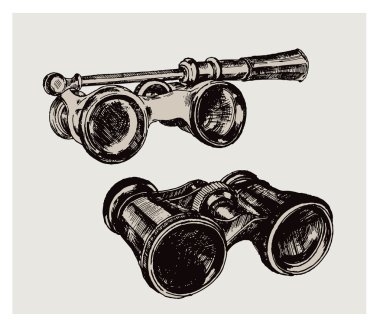 Binoculars. vintage image clipart