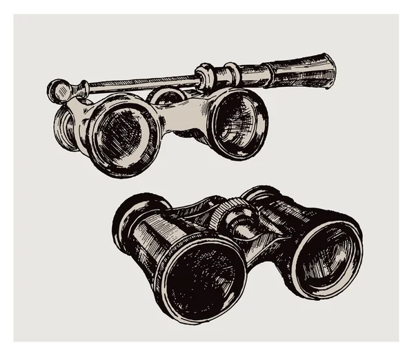 Binoculars. vintage image — Stock Vector