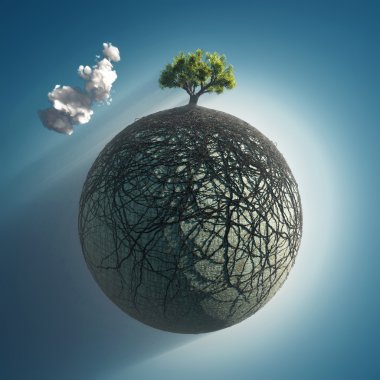 Tree roots covering the planet clipart