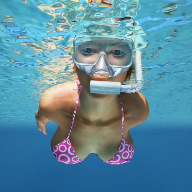 Underwater woman clipart