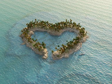 tropik ada kalp şeklinde havadan görünümü