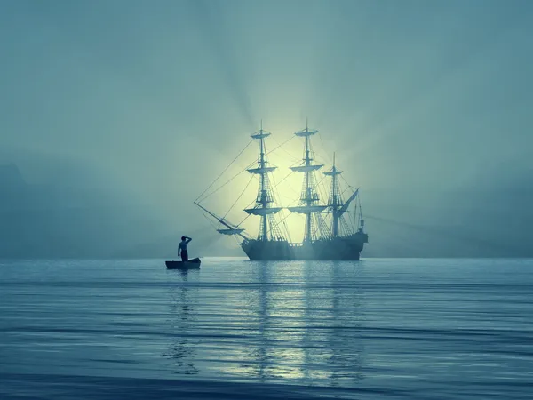 古代船只在海湾 — 图库照片