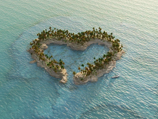 Вид з повітря на тропічний острів у формі серця — стокове фото