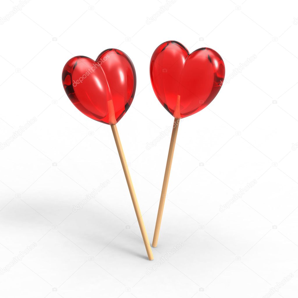 Two lollipop in heart shape