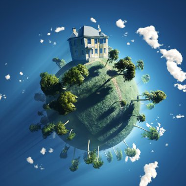 Private house on small planet clipart