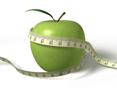 Tape measure wrapped around the green apple clipart