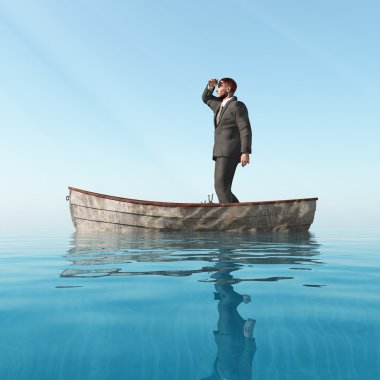 Lost man in a boat clipart
