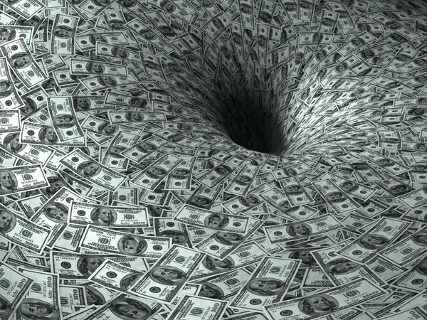Flujo de dólar en agujero negro — Foto de Stock