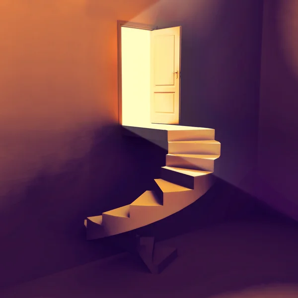 Treppe zur offenen Tür — Stockfoto