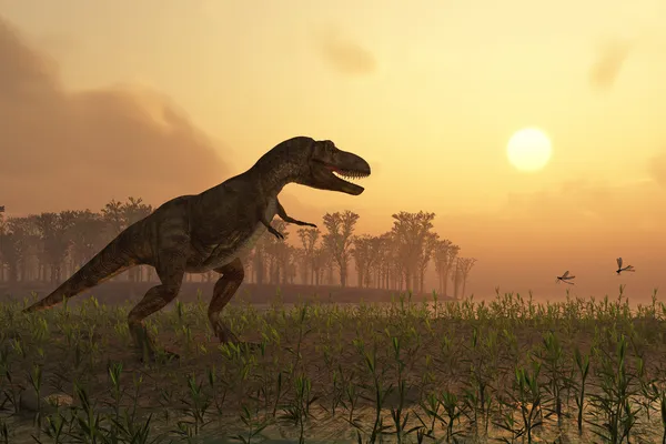 Dinozaur w krajobraz — Zdjęcie stockowe