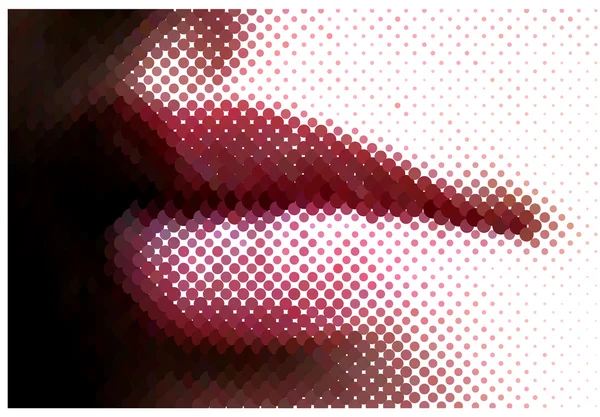 Menselijke lippen uitgedrukt in dots — Stockvector