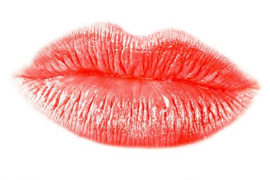 Red kissing lips V1 clipart