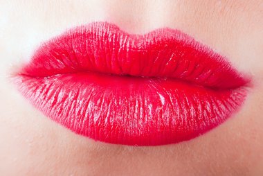 Red kissing lips V2 clipart