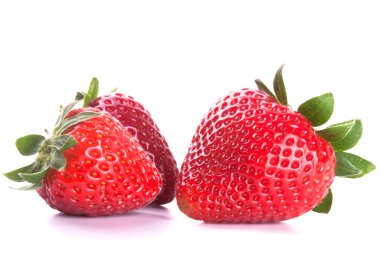 Three red strawberries clipart