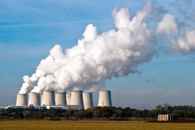 Power plant cooling towers across V3 clipart