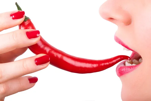Ένα κόκκινο πιπέρι είναι τρώγονται v1 — Φωτογραφία Αρχείου
