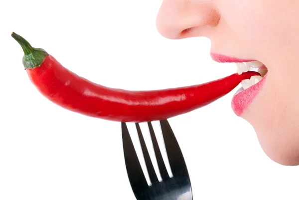 A red pepper is eaten V2 — Stock Photo, Image