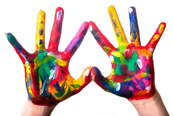 Dvě barevné ruce tvoří srdce v2 — Stock fotografie
