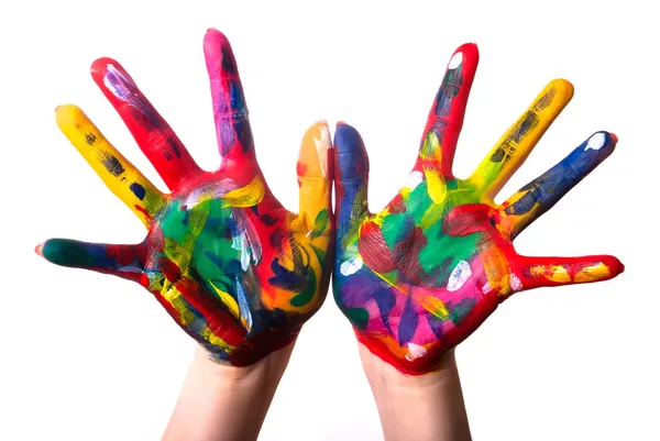 Dvě barevné ruce v3 — Stock fotografie