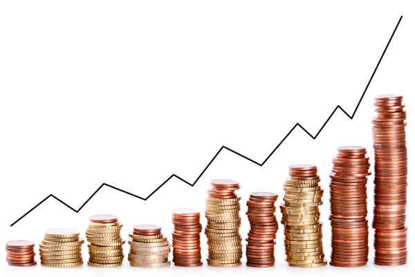 stock image Coin piles climbing up with rate