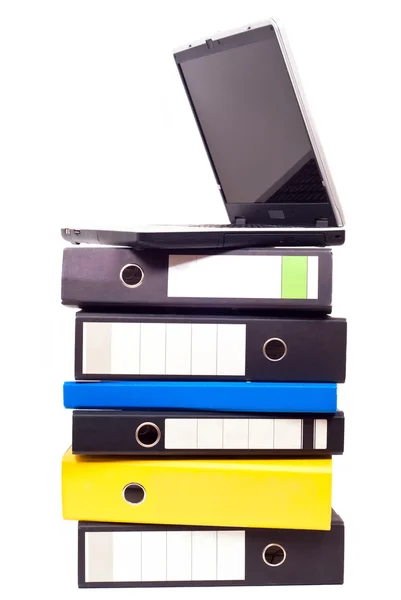 Files with laptop — Stock Photo, Image