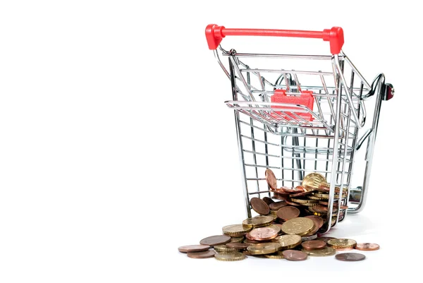 Shopping cart v3 med mynt — Stockfoto
