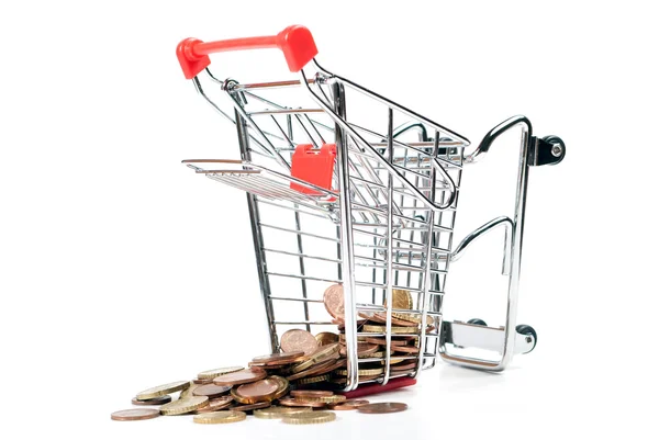 Shopping cart v4 med mynt — Stockfoto